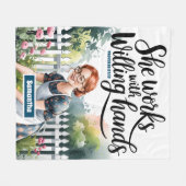 Custom She Works mit Willing Hands Christlich Fleecedecke (Vorderseite (Horizontal))