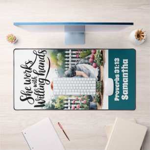Custom She Works mit Willing Hands Christlich Schreibtischunterlage