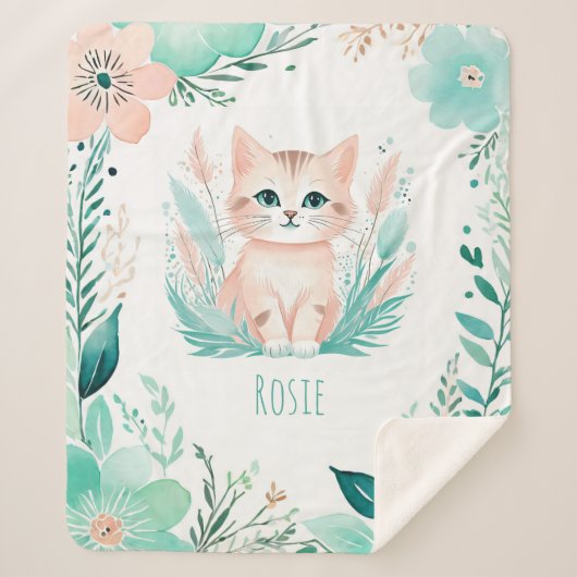 Custom Sherpa Baby Blanket - Boho Kitten Design Sherpadecke (Vorderseite)