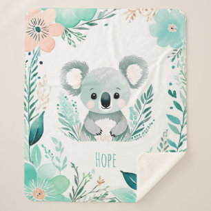 Custom Sherpa Baby Blanket - Boho Koala Design Sherpadecke