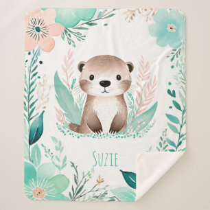 Custom Sherpa Baby Blanket - Boho Otter Design Sherpadecke
