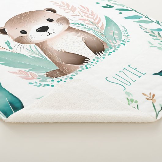 Custom Sherpa Baby Blanket - Boho Otter Design Sherpadecke (3/4)