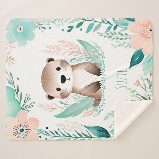 Custom Sherpa Baby Blanket - Boho Otter Design Sherpadecke (Vorderseite (Horizontal))