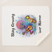 Custom Sherpa Blanket | Retro Octopus Name & Text Sherpadecke (Vorderseite (Horizontal))
