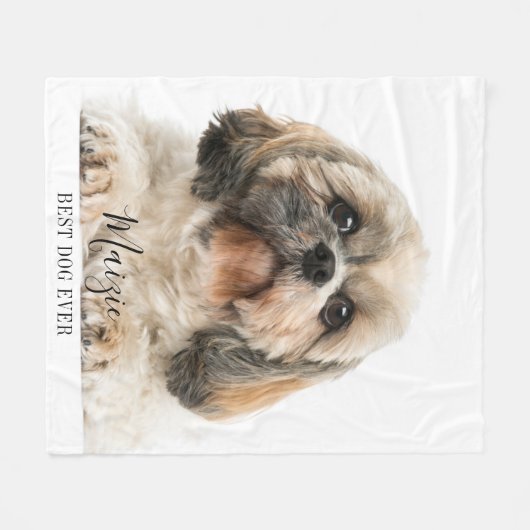 Custom Shih Tzu Dog Personalisiert Pet Foto Fleecedecke (Vorderseite (Horizontal))