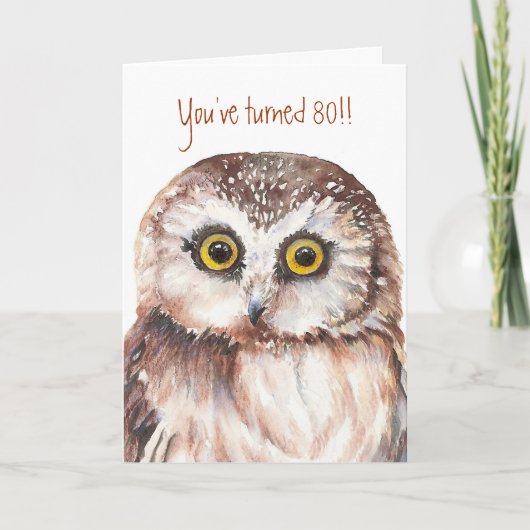Custom Shocked Funny-Little Owl, 80. Geburtstag Karte (Vorderseite)
