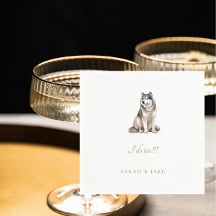 Custom Siberian Huskey Pet Wedding Napkins Serviette
