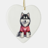 Custom Siberian Husky Dog Valentine Keramik Ornament (Rechts)
