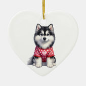 Custom Siberian Husky Dog Valentine Keramik Ornament (Vorne)