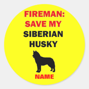 Custom Siberian Husky Fire Safety Runder Aufkleber