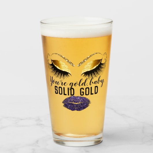 Custom Sie sind Gold Solid Gold Bierwerbung Glas (Vorne (Gefüllt))