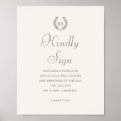 Custom Sign Monogram Wedding Guest Book Green Poster (Vorne)