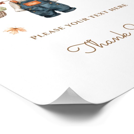 Custom Sign Pumpkin Rustic Fall Baby Dusche Poster (Ecke)