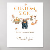 Custom Sign Pumpkin Rustic Fall Baby Dusche Poster (Vorne)