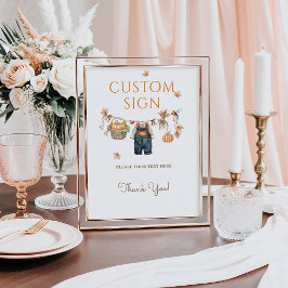 Custom Sign Pumpkin Rustic Fall Baby Dusche Poster