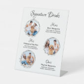Custom Signature Drinks 3 Foto Dog Pet Hochzeit Sockelschild (Vorderseite)