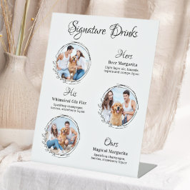 Custom Signature Drinks 3 Foto Dog Pet Hochzeit Sockelschild