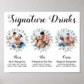 Custom Signature Drinks Elegante Haustier Hochzeit Poster (Vorne)