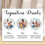 Custom Signature Drinks Elegante Haustier Hochzeit Poster<br><div class="desc">Unterschreiben Sie Cocktails von Ihren Haustieren! Bringen Sie Ihren besten Hund, die beste Katze und jedes Haustier in Ihre Hochzeit mit einem eigenen Bar für Ihre Gäste. Ideal für Hundeliebhaber, und ein spezielles Hundeschlitten Bar wird bei Ihrer Hochzeit ein Hit sein. Einfach aber elegant weiß mit Eukalyptus-Blätter. Unser Haustier-Getränkeschild bietet...</div>