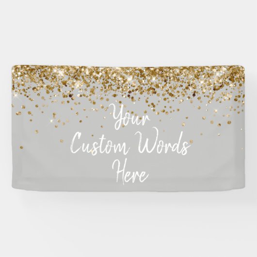 Custom Silver and Gold Birthday Party Photo Booth Banner (Horizontal)