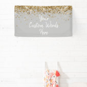 Custom Silver and Gold Birthday Party Photo Booth Banner (InSitu)