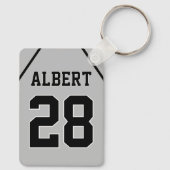 Custom Silver & Black Basketball Court und Jersey Schlüsselanhänger (Rückseite)