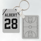 Custom Silver & Black Basketball Court und Jersey Schlüsselanhänger