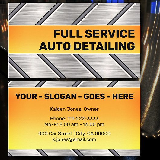 Custom Silver Bright Orange Car Service Cool Visitenkarte