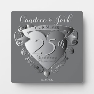 Custom Silver Color Wedding Anniversary Emblem Fotoplatte