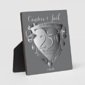 Custom Silver Color Wedding Anniversary Emblem Fotoplatte (Vorderseite)