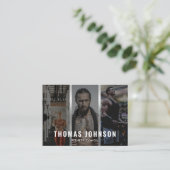 Custom Silver Fitness Coach Social Media 3 Foto Visitenkarte (Stehend Vorderseite)