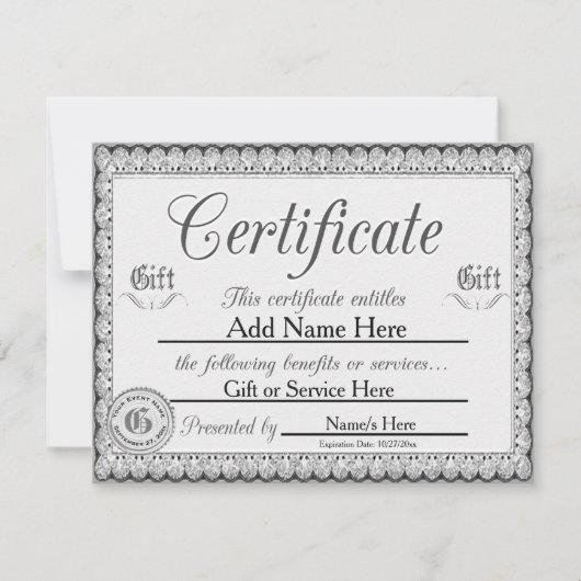 Custom Silver Gift Certificate for Invasion Einladung (Vorderseite)