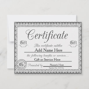 Custom Silver Gift Certificate for Invasion Einladung