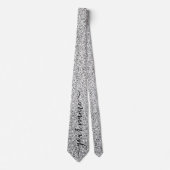Custom Silver Glitzer Glitzern Neck Tie Krawatte (Vorderseite)