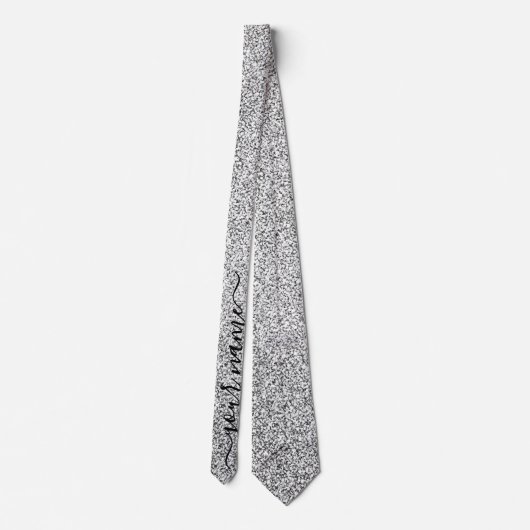 Custom Silver Glitzer Glitzern Neck Tie Krawatte (Rückseite)
