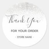 Custom Silver Glitzer Order Vielen Dank Runder Aufkleber (Vorderseite)