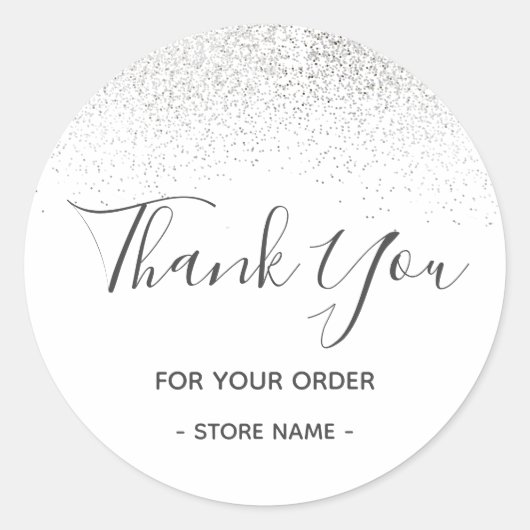 Custom Silver Glitzer Order Vielen Dank Runder Aufkleber (Vorderseite)