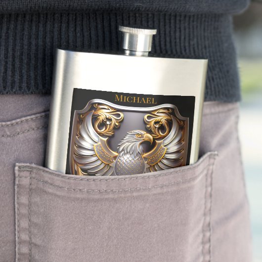 Custom Silver Gold Eagle Flask Flachmann (Beispiel)
