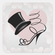 Custom Silver Hört schwarzen Top Hut und High Heel