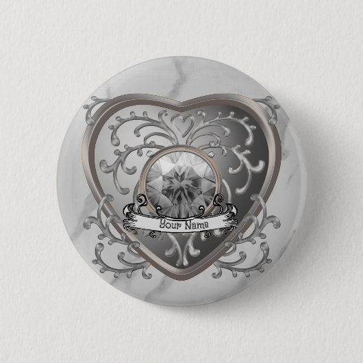 Custom Silver Jewel Fairy Heart Button (Vorderseite)