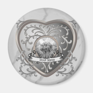 Custom Silver Jewel Fairy Heart Magnet