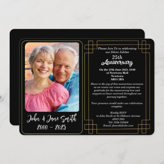 Custom Silver Jubilee 25-jährige Einladung (Vorne/Hinten)