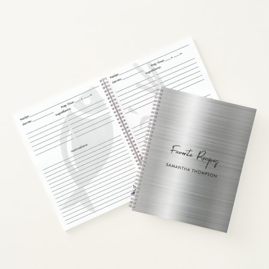 Custom Silver Metallic Favorite Rezept Kochbuch Notizblock (Innenseite)