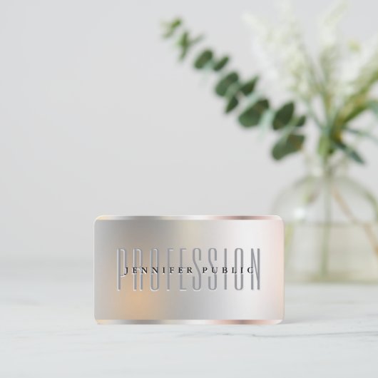 Custom Silver Metallic Look Luxus Premium Silk Visitenkarte (Stehend Vorderseite)