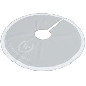 Custom Silver Monogram Christmas Tree Skirt Polyester Weihnachtsbaumdecke (Schrägansicht)