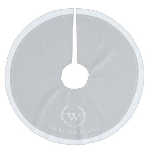 Custom Silver Monogram Christmas Tree Skirt Polyester Weihnachtsbaumdecke