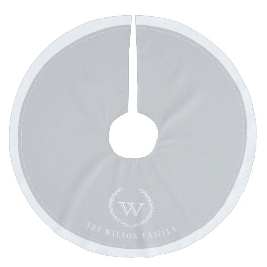 Custom Silver Monogram Christmas Tree Skirt Polyester Weihnachtsbaumdecke (Vorderseite)