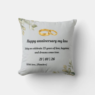 Custom Silver Wedding Anniversary Throw Pillow | E Kissen