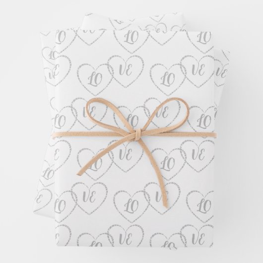 Custom Silver Wedding Bridge and Groom Heart Charm Geschenkpapier Set (Beispiel)