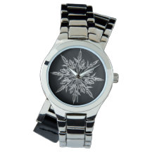 Custom Silver Wrap um Black Snowflake Watch